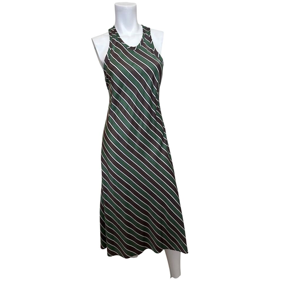 Raquel Allegra Striped Silk Racerback Maxi Dress Sleeveless A-Line Size 0 - Picture 8 of 8